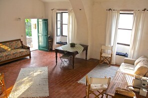 The arched ceiling is unusual but an attractive feature of the house