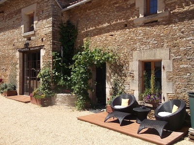 Cottage In Delightful Vendee Medieval Village with  heated swimming pool