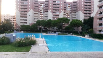 Apartamento, a 200 metros de la playa, con gran piscina 