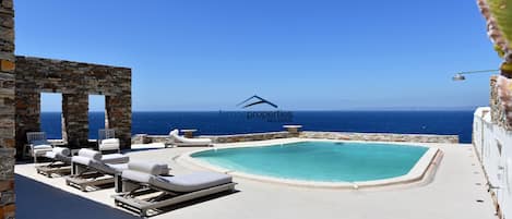 The sea water swimming pool, terrace and a
mazing sea view