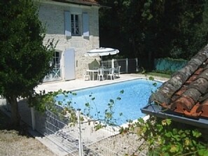 The pool is fully secure - with fencing all around and sprung gates