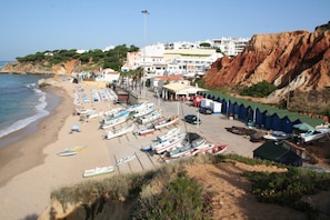 Olhos de Agua Beach with the charming fishing boats 