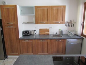 Modern well equipped fitted kitchen