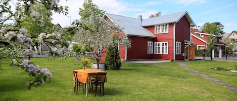 The main house and garden.