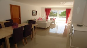 Living room with dining room