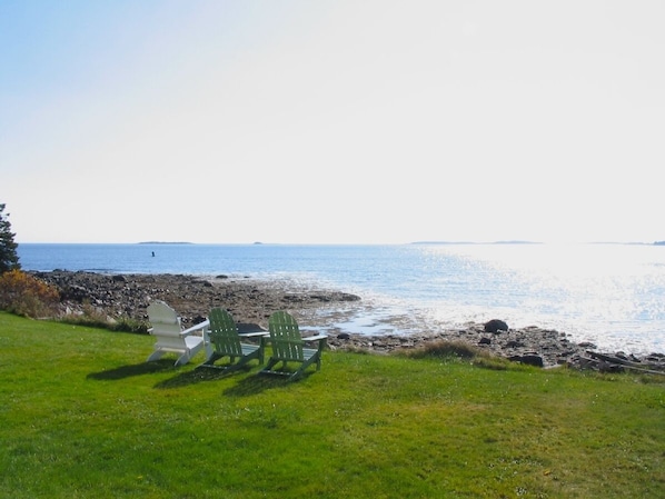 Looking out to the open ocean and islands from the lawn at the house