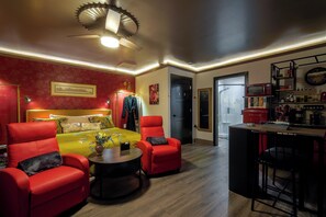 A well-appointed studio apartment offering a petite yet complete kitchen
