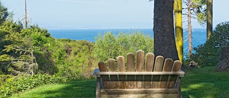 Enjoy the shipping lanes while relaxing outside