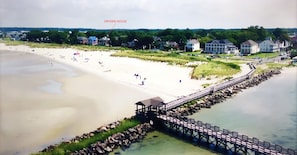 Aerial view of The Dryden House and beach