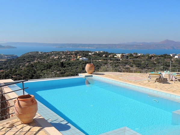 Villa Eleni infinity pool and sea view.
