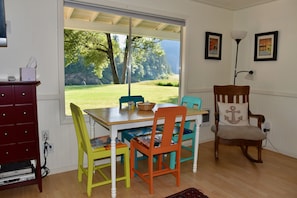 Enjoy views of the river from the dining table