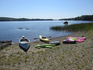 Canoe, 2 kayaks, and water toys!