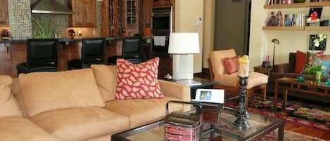 Upstairs living room and kitchen