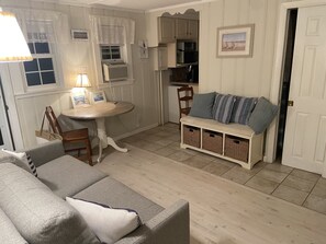 Living room - the sliding door leads to the bathroom- stall shower