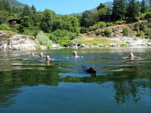 Our private beach and swim spot on the Klamath River,  just below the cabins.
