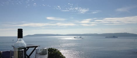 View from the terrace in front of the chalet of Plymouth Sound / Rame Peninsula.