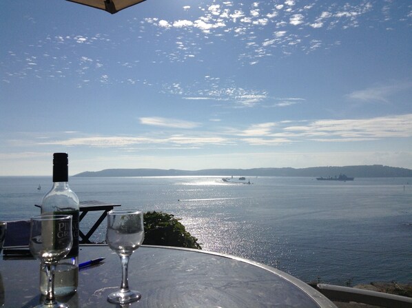 View from the terrace in front of the chalet of Plymouth Sound / Rame Peninsula.