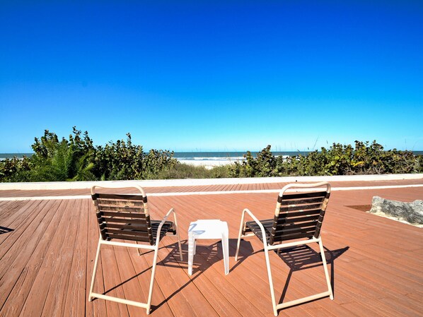 Relax beachside, listen to the waves and enjoy the water view.