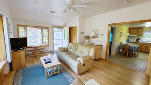 Living room opens to kitchen