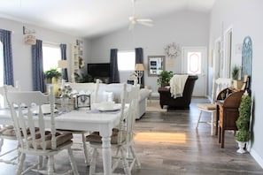 Bright and spacious, our kitchen and living room are one great room for family!