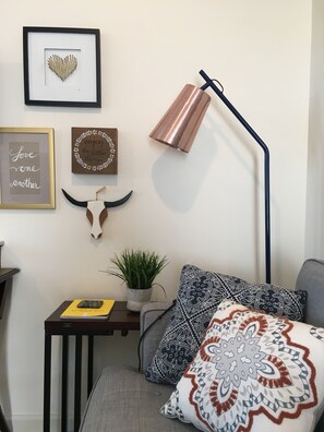 Tastefully curated decor details throughout.