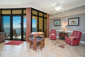Game table and recliners.