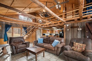 Hand cut beams throughout cabin