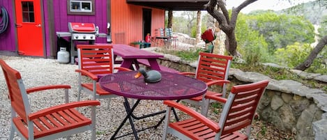 Beautiful seating area outside the casita with sky view 