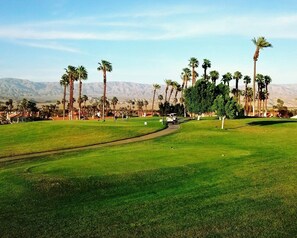 View of fairway and mountains from the private balcony