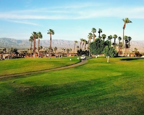 View of fairway and mountains from the private balcony