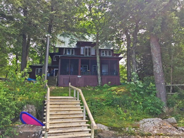 View from dock up to front of the cottage