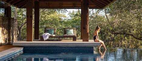 the infinity pool and its cabana