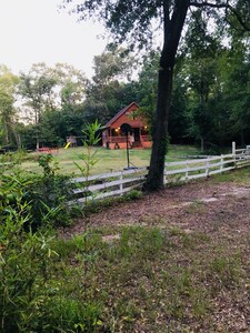 Farm Cabin w/ Fishing, Fire pit, Nature Trails & Swing Set