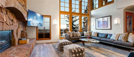 Abode at Stag Lodge | Main Level includes living area, dining, kitchen, laundry, and private balcony with gas grill & hot tub overlooking Deer Valley & Park City