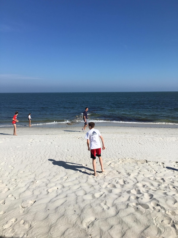 my kids enjoying the beach, a short 10 min stroll, 1/2mile away