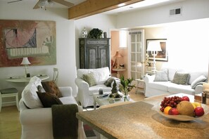 Living room w/sleeper sofa, view from kitchen