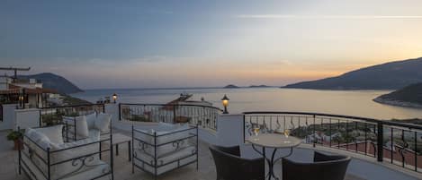 Roof Terrace with Panoramic Sea Views at Sunset