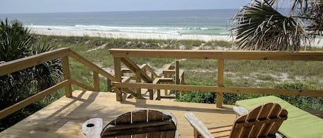 View of the beach from the deck