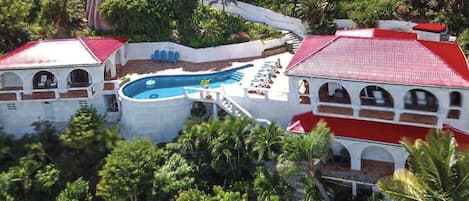 Aerial View of The Property and Villa Arches with the Red Roof!