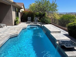 Backyard view of pool.