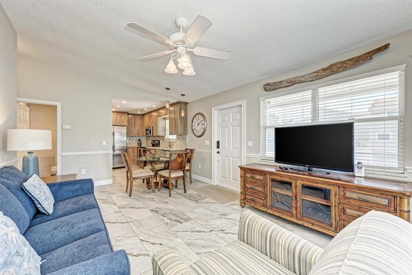 Living room with pull over queen sleeper sofa 
