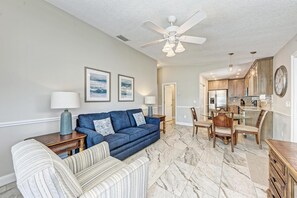 Living room with pull over queen sleeper sofa 