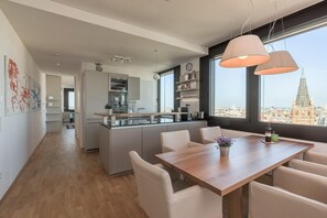 City View Living Room with kitchen