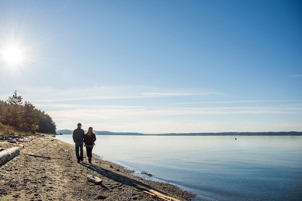 Welcome to Lopez Island. Your Hotel room is a short walk to this beauiful beach.