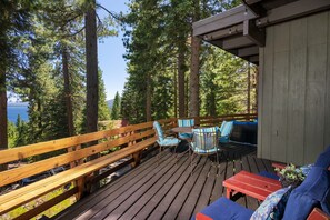 Deck area outside sliding glass door off kitchen/dining area.