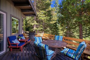 Outdoor dining area and BBQ off of kitchen