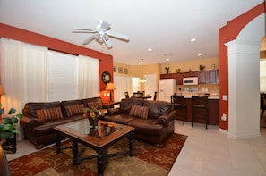 Family room and kitchen