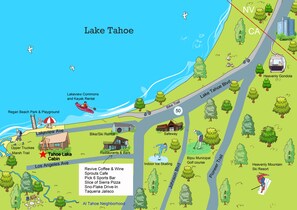 Tahoe Lake Cabin and the surrounding area map