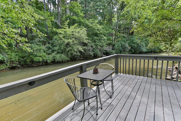 Enjoy your morning coffee overlooking the river