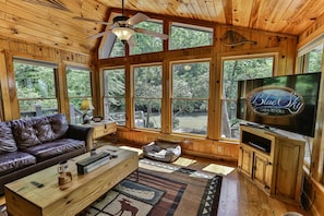 Floor to ceiling views of the river